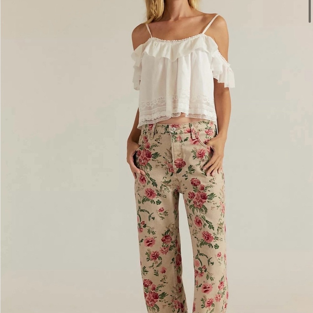 Floral We the Free Barrel Deep trance Jeans 30